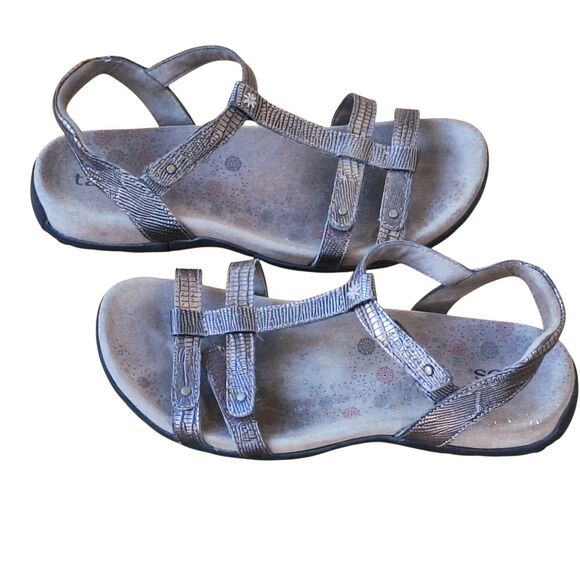 Taos Trophy Leather Supportive Sandals 7 Bronze Metallic - Picture 16 of 16